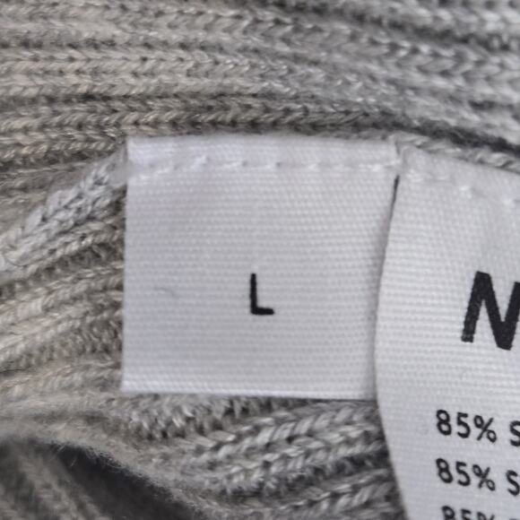 Nadaam Ribbed Cropped Cardigan Sweater Gray V-Neck Silk Cashmere Designer Y2K - Picture 8 of 11